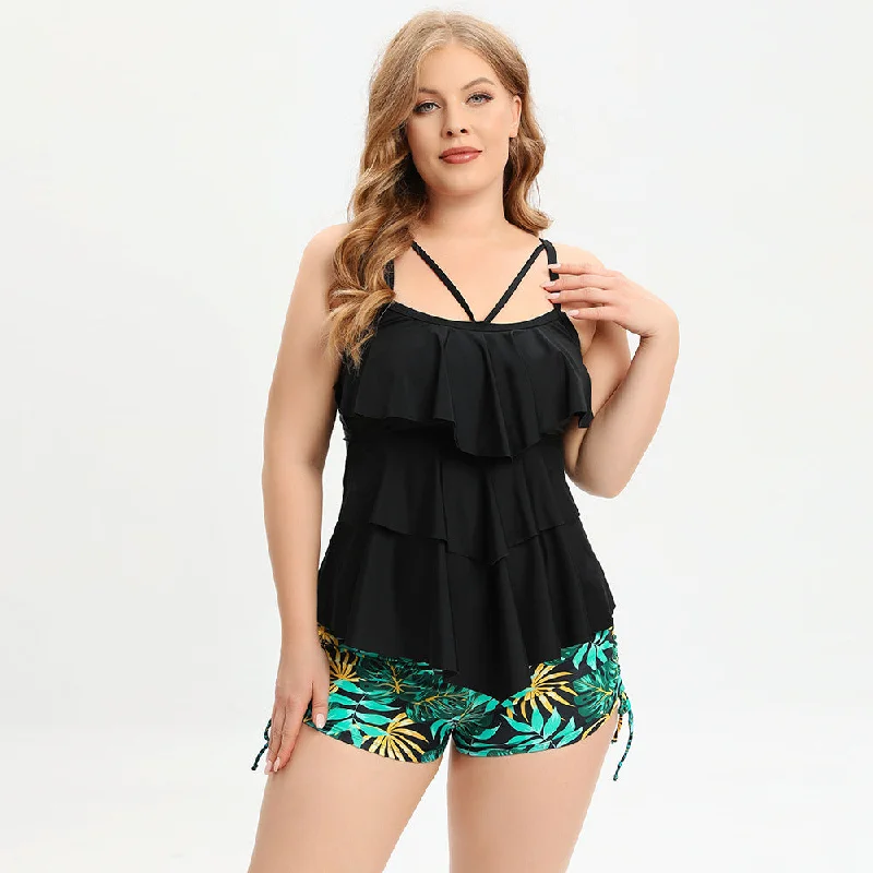 Plus Size Swimsuit for Women 2 Pieces Adjustable Swim Top