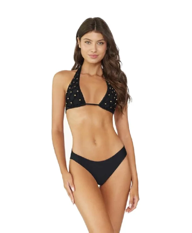 PQ Swim Women's Beaded Brynn Halter Elegant Ruffle Swimsuit
