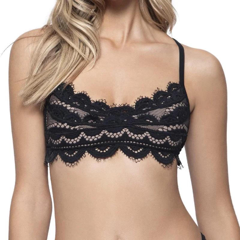 PQ Swim Women's Cross Strap Lace Bralette - Adjustable Tie, Removable Padding Push-Up Swimsuit Top PQ Swim Women's Cross Strap Lace Bralette - Adjustable Tie, Removable Padding Push-Up Swimsuit Top
