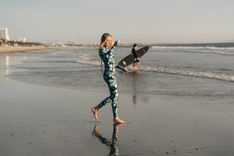 WOMEN'S "JOY" UPF 50+ SUN PROTECTIVE FULL BODY LONG SWIMSUIT - BIOLUMIBLOOM Deep-V Swimsuit Design WOMEN'S "JOY" UPF 50+ SUN PROTECTIVE FULL BODY LONG SWIMSUIT - BIOLUMIBLOOM Deep-V Swimsuit Design