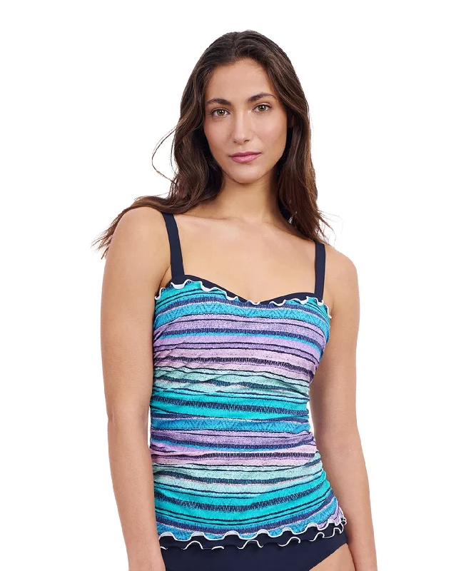 Profile By Gottex Harmony E-Cup Shirred Underwire Tankini Top Beach Ready Swimsuit