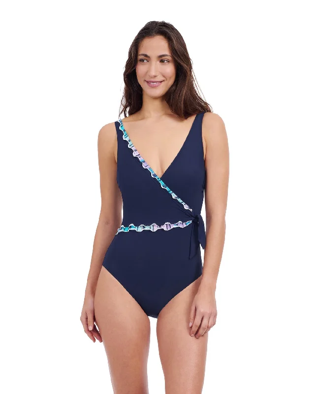 Profile By Gottex Harmony Knotted Surplice One Piece Swimsuit Sporty Swimwear Bottoms