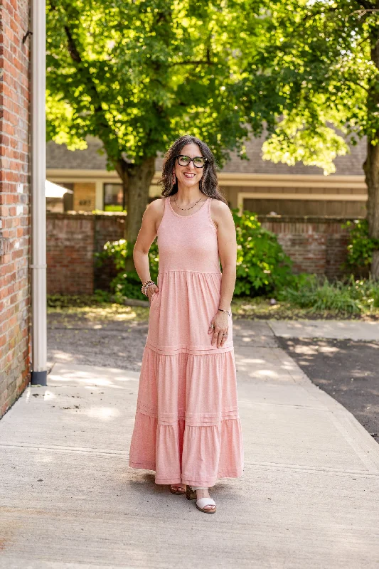 Racer Back Poplin Maxi Dress Trendy Button Front Maxi Dress