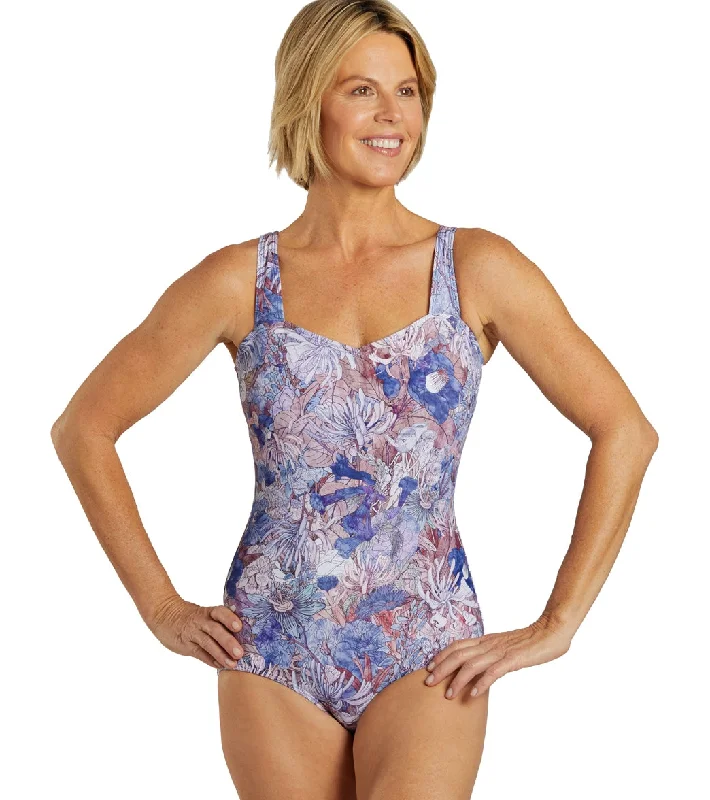 Sporti Jungle Floral Moderate Printed Sweetheart One Piece Swimsuit Beach Ready Swimsuit Sporti Jungle Floral Moderate Printed Sweetheart One Piece Swimsuit Beach Ready Swimsuit