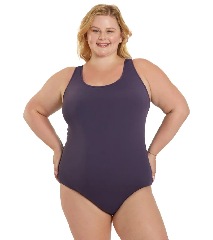 Sporti Plus Size HydroLast Chlorine Resistant Moderate Scoop Back One Piece Swimsuit Mauve Trendy Swimsuit Bottoms Sporti Plus Size HydroLast Chlorine Resistant Moderate Scoop Back One Piece Swimsuit Mauve Trendy Swimsuit Bottoms