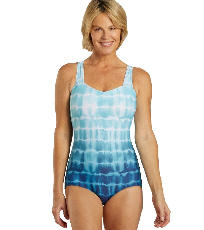 Sporti Shibori Moderate Printed Ombre Sweetheart One Piece Swimsuit Push-Up Bikini Bottoms Sporti Shibori Moderate Printed Ombre Sweetheart One Piece Swimsuit Push-Up Bikini Bottoms
