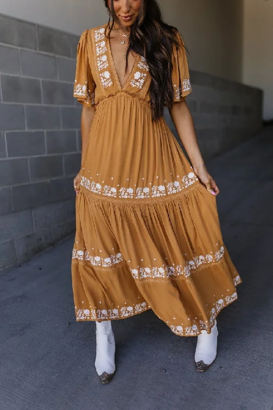 Trinity Embroidered Maxi Dress Cozy Knitted Maxi Dress