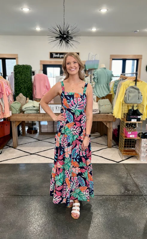 Tropical Maxi Dress- Curvy Elegant Boho Maxi Dress