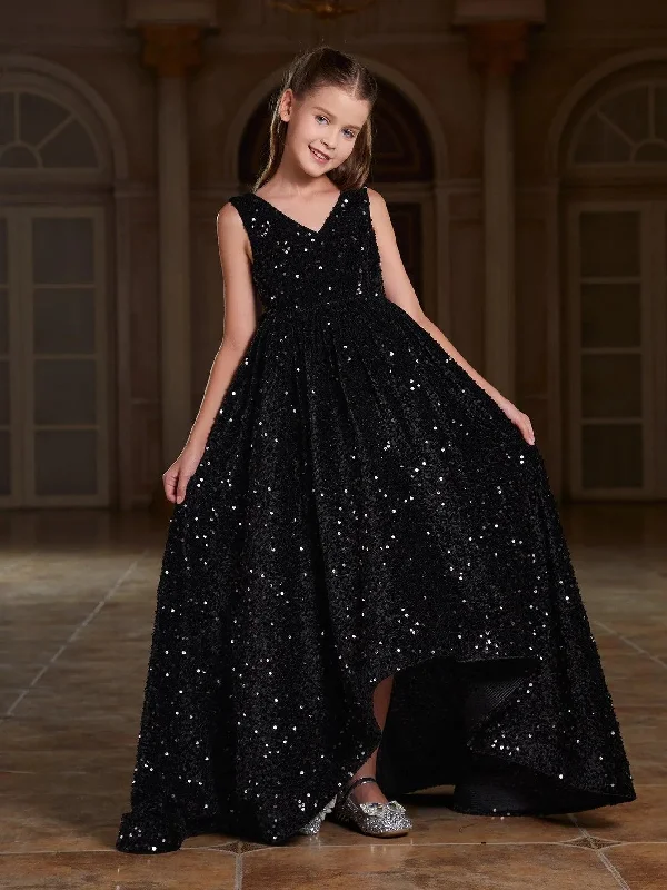 Tween Girls' Bow Back Sleeveless Sequin Maxi Dress Elegant Velvet Maxi Dress