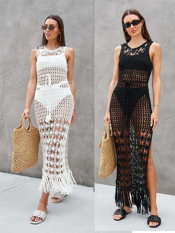 Vacation swimsuit long skirt hollow out knitted tassel dress beach cover up Sporty Swim Shorts Vacation swimsuit long skirt hollow out knitted tassel dress beach cover up Sporty Swim Shorts