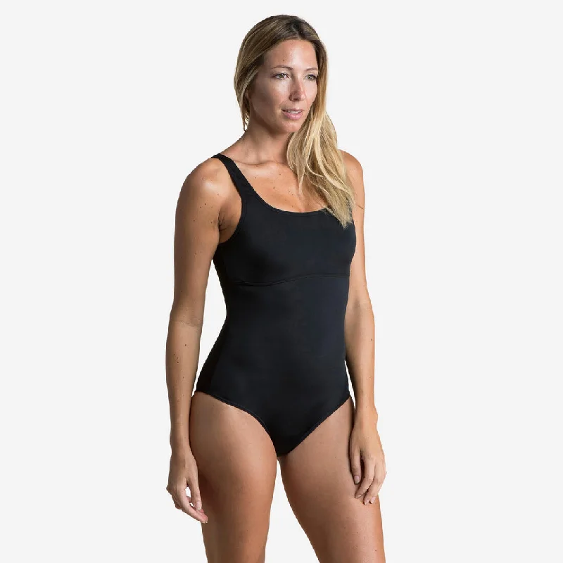 Women's 1-piece Swimsuit Heva U Black Playful Pattern Swimsuit