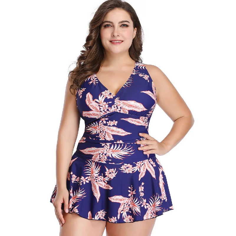 Women's Dress Swimsuit Set Plus Size Floral Print Swimsuit