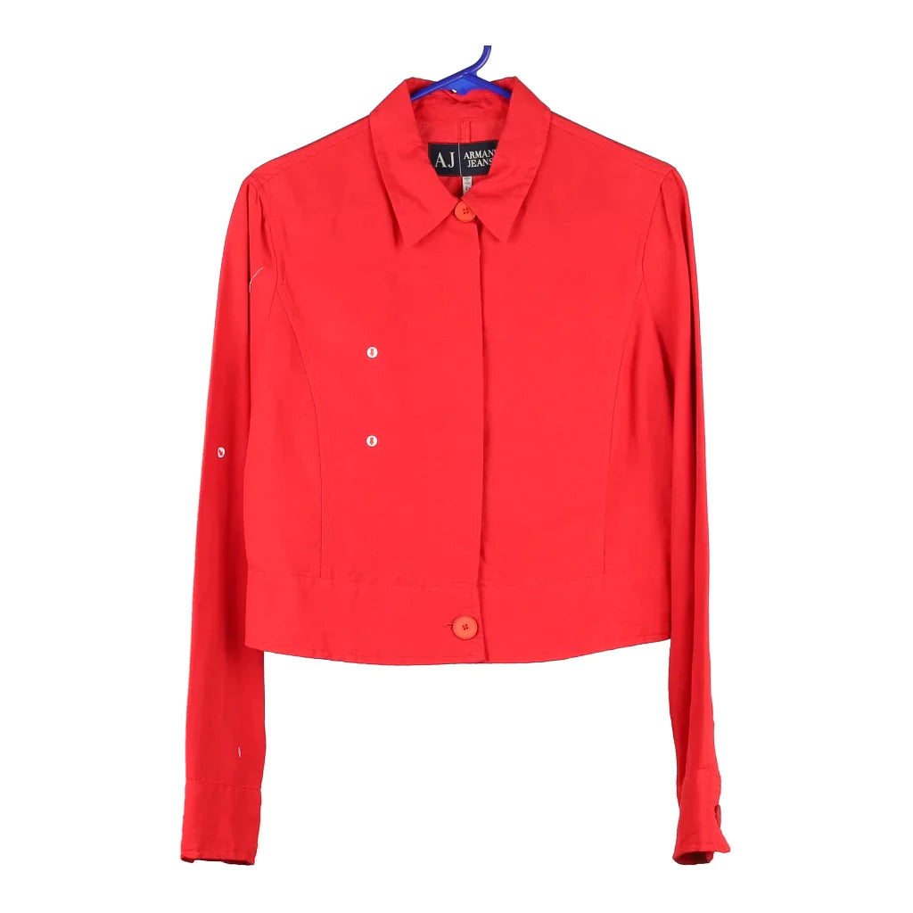 Armani Jacket - Small Red Cotton Zippered Jacket Buttoned Jacket Snapped Jacket