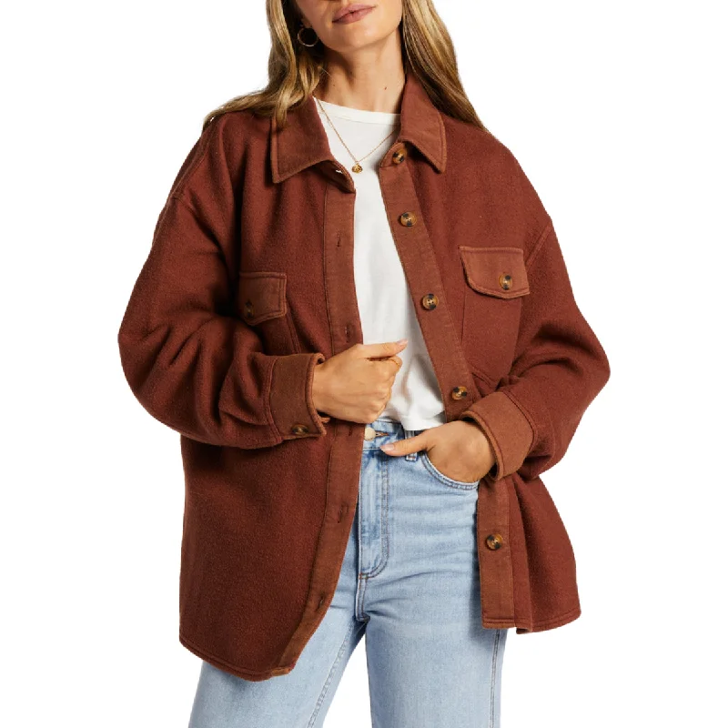 Billabong Women's Anytime Shacket Oversized Jacket Front Pockets Side Pockets Patch Pockets Billabong Women's Anytime Shacket Oversized Jacket Front Pockets Side Pockets Patch Pockets