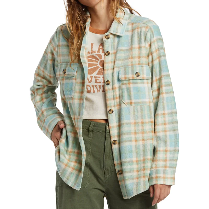 Billabong Women's Forge Fleece Shacket Jacket Trench Coat Raincoat Waterproof Jacket