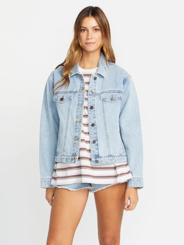 Volcom Coco Ho Denim Jacket Zip Front Button Front Snap Front