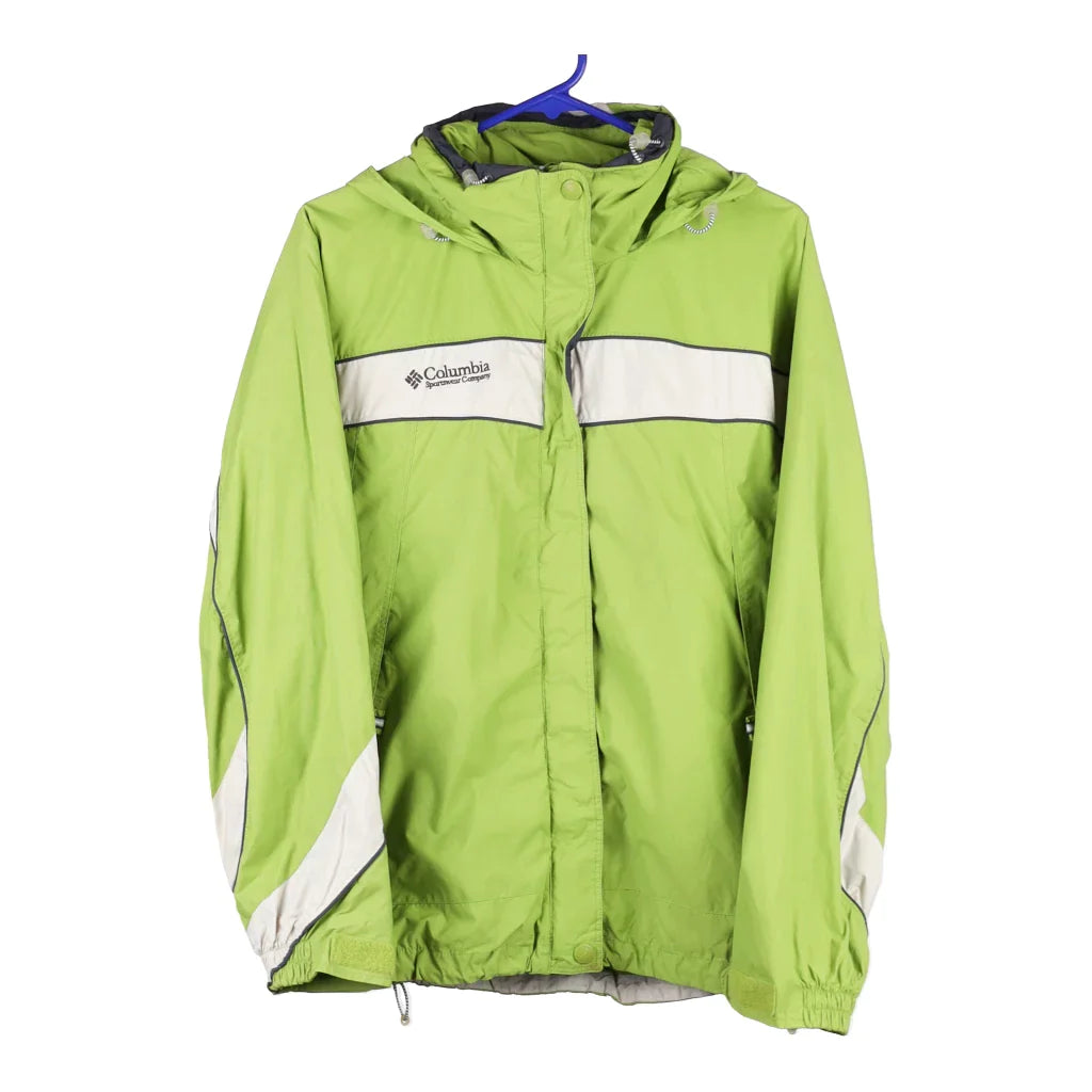 Columbia Jacket - Medium Green Nylon A-Line Jacket Boat Neck Shawl Collar