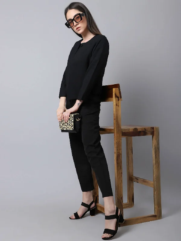 Even Apparels Black Polywool Open Front Statement Women's Jacket Snapped Jacket Toggled Jacket Drawstring Jacket Even Apparels Black Polywool Open Front Statement Women's Jacket Snapped Jacket Toggled Jacket Drawstring Jacket