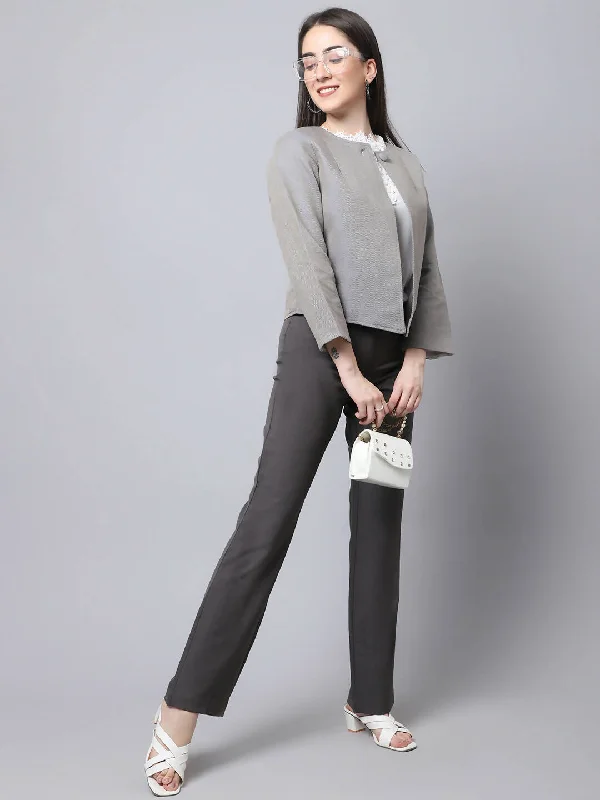 Even Apparels Grey Polywool Open Front Statement Women's Jacket (BF006) V-Neck Jacket Boat Neck Jacket Square Neck Jacket Even Apparels Grey Polywool Open Front Statement Women's Jacket (BF006) V-Neck Jacket Boat Neck Jacket Square Neck Jacket