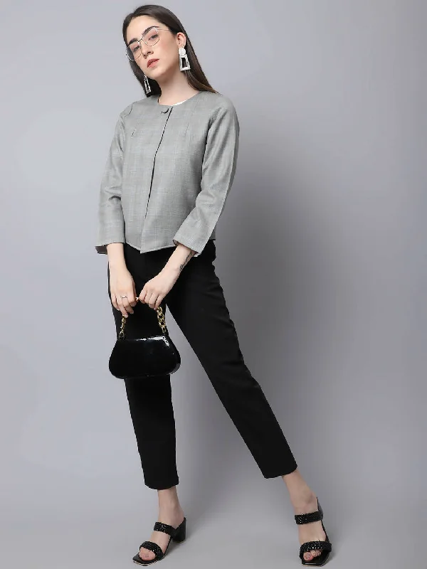 Even Apparels Grey Polywool Open Front Statement Women's Jacket (BF662) Fleece Jacket Down Jacket Parka Even Apparels Grey Polywool Open Front Statement Women's Jacket (BF662) Fleece Jacket Down Jacket Parka