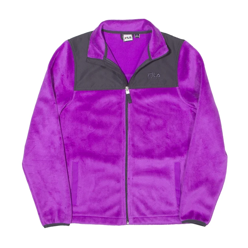 FILA SPORT Fleece Jacket Purple Womens L Wool Fabric Cashmere Fabric Tweed Fabric