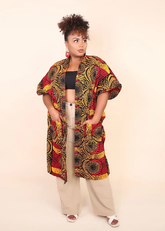 MARTHA African Print Kimono Women's Jacket Wool Fabric Cashmere Fabric Tweed Fabric