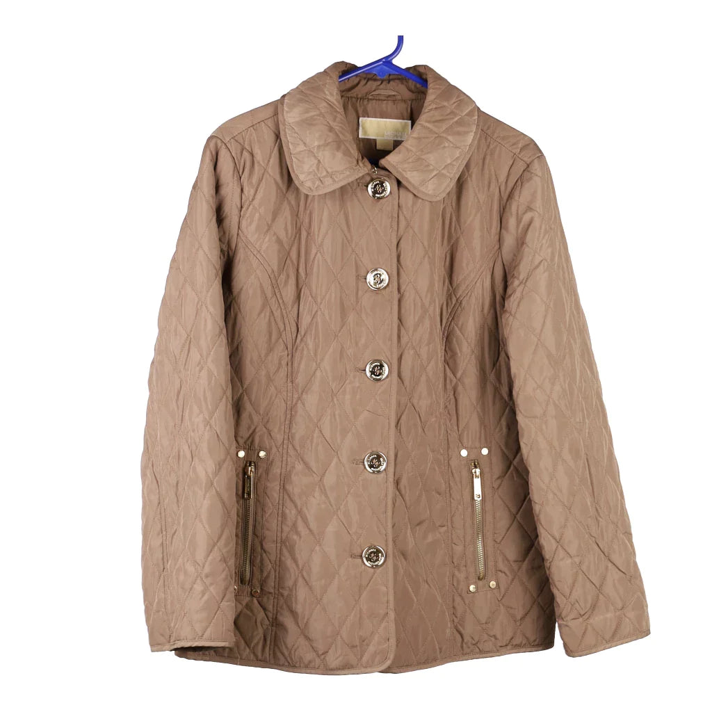 Michael By Michael Kors Jacket - Large Brown Polyester Fleece Jacket Down Jacket Parka