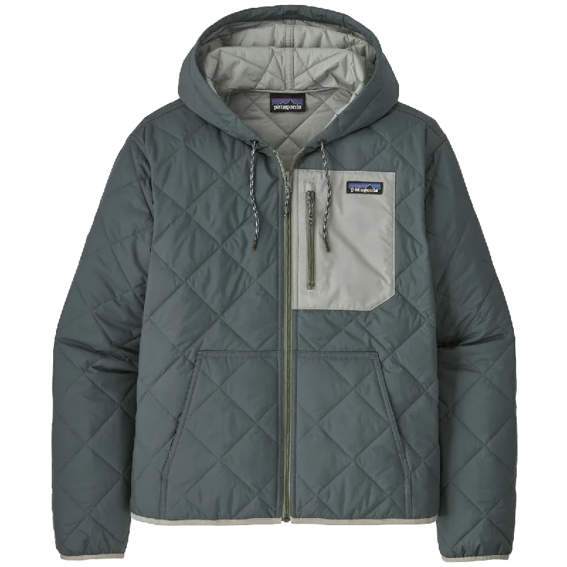 Patagonia Women's Diamond Quilted Bomber Hooded Zip Jacket - Nouveau Green Front Pockets Side Pockets Patch Pockets Patagonia Women's Diamond Quilted Bomber Hooded Zip Jacket - Nouveau Green Front Pockets Side Pockets Patch Pockets
