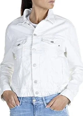 Replay W7703 Denim Jacket White Oversized Jacket Tailored Jacket Straight Jacket