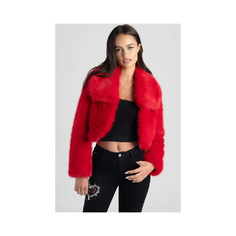 Sissyboy J30300 Full Fur Bolero Jacket Red Snapped Jacket Toggled Jacket Drawstring Jacket