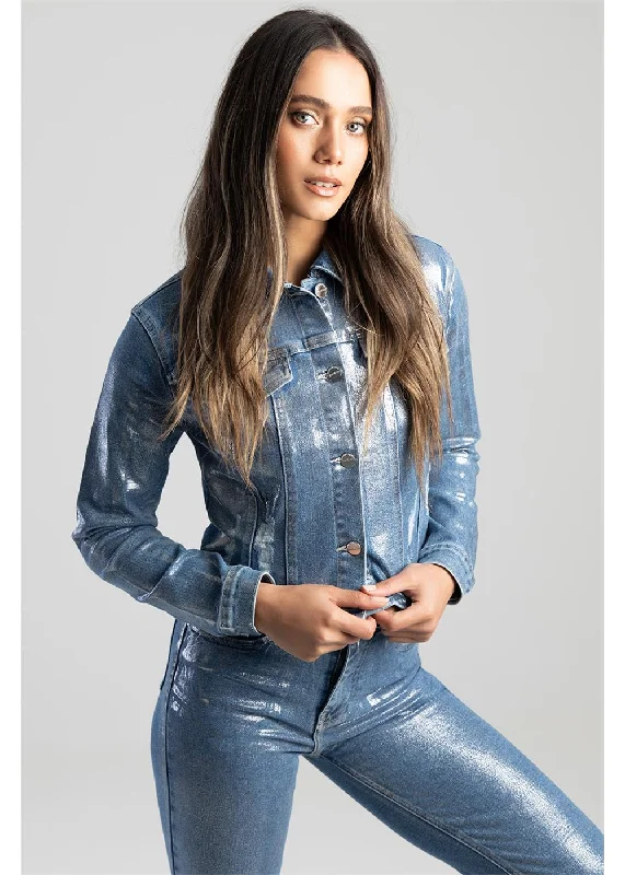 Sissyboy J30823 Denim Jacket With Foil Print Medi Faux Fur Fabric Real Fur Fabric Shearling Fabric Sissyboy J30823 Denim Jacket With Foil Print Medi Faux Fur Fabric Real Fur Fabric Shearling Fabric