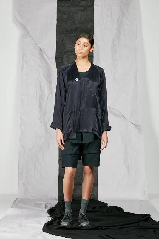 SL21 KUMI KIMONO ZIP JACKET - JEWEL INK Knit Jacket Woven Jacket Fleece Jacket