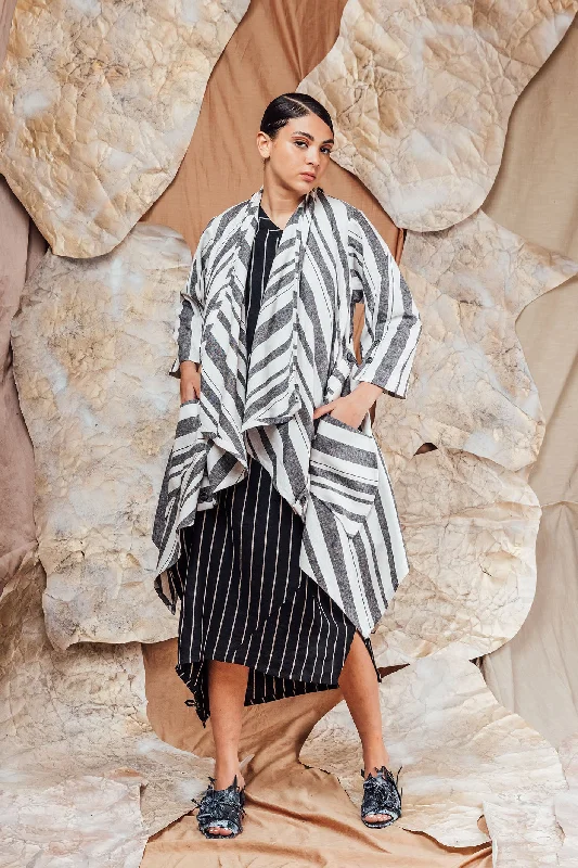 SL23 ZAYRA DRAPE JACKET - RESORT STRIPE Trench Coat Raincoat Waterproof Jacket