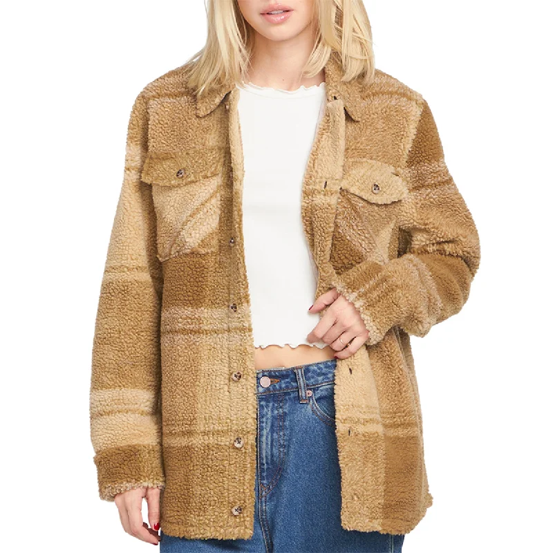 Volcom Women's Silent Sherpa Jacket Welt Pockets Slit Pockets Flap Pockets