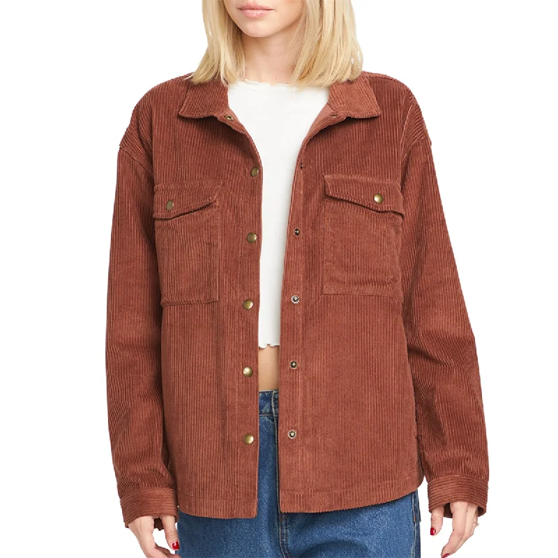 Volcom Women's Power Cord Shacket Jacket Front Pockets Side Pockets Patch Pockets