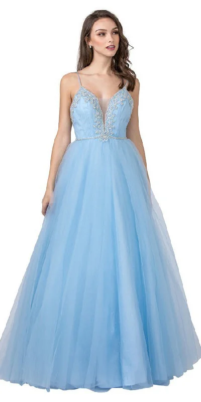 Aspeed L2379 Embellished A-Line Ball Gown with Spaghetti Straps