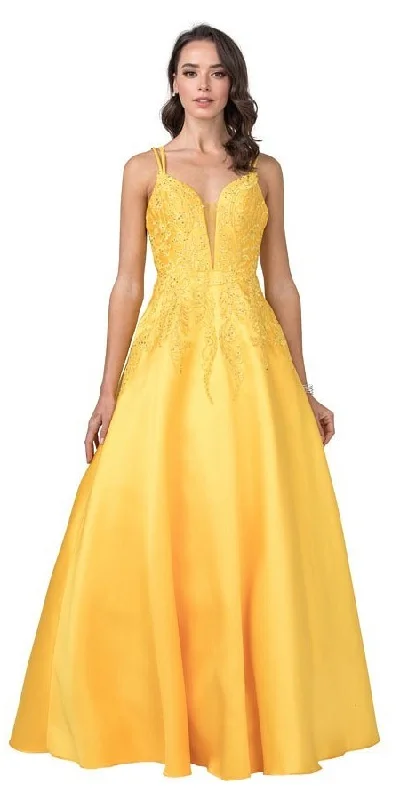 Aspeed L2401 Embroidered Long Prom Dress with Pockets