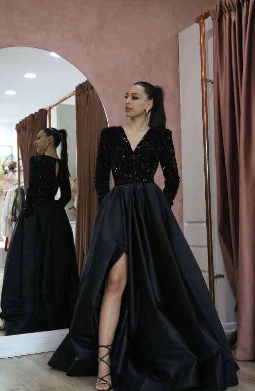 Eminent Black Sequin Gown by Lia Stublla