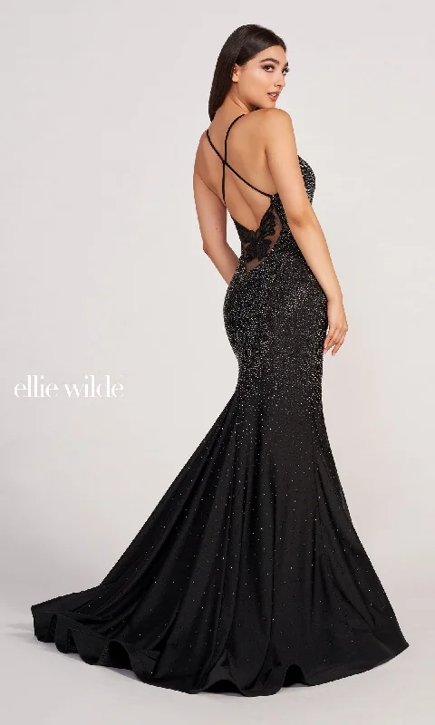 Butterfly Back Ellie Wilde Rhinestone Dress EW34005
