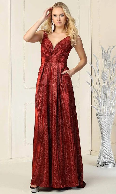May Queen MQ1875 - Glitter V-Neck Formal Gown