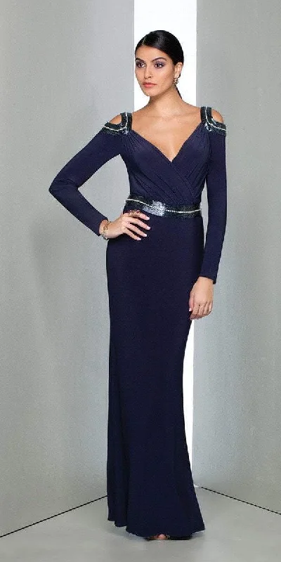 MIGNON - Ruched V-Neckline Evening Gown VM1590B