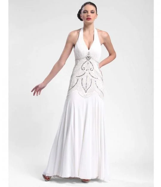 Sue Wong - Sequined Art Deco Halter Dress W5231