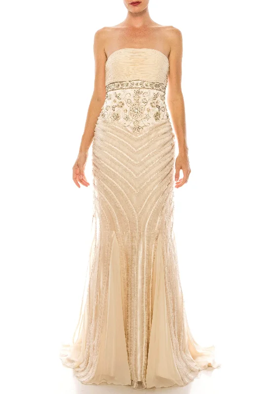 Sue Wong - Strapless Ruffle Trim Mermaid Gown N0230