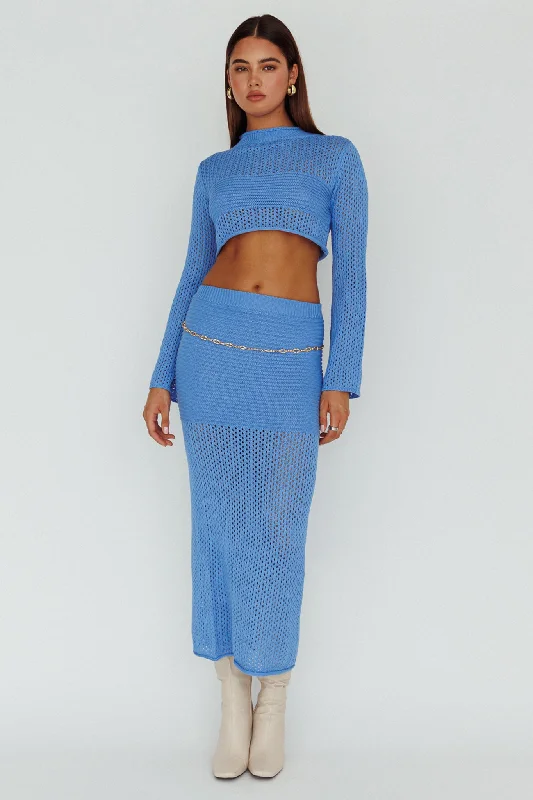 Bayside Crochet Midi Skirt Ocean pleated skirt texture