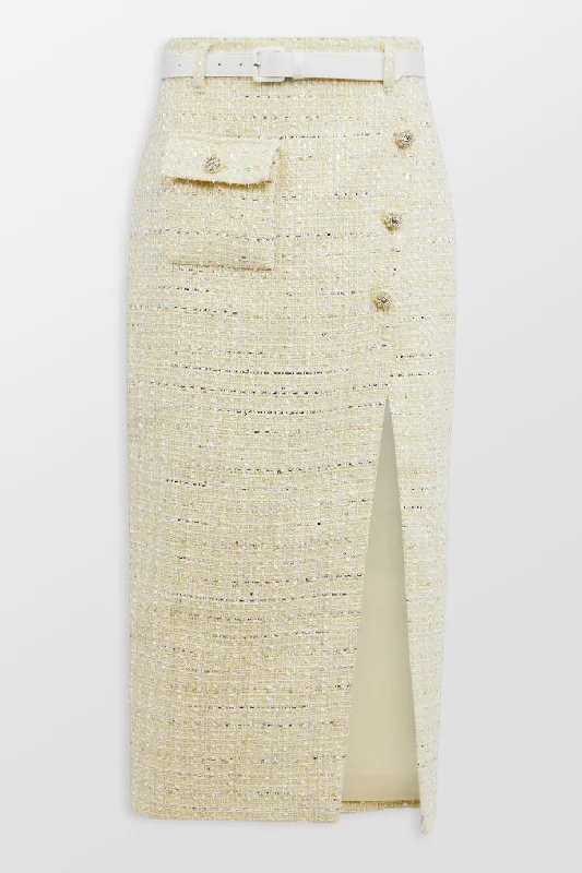 BOUCLE MIDI SKIRT denim skirt trendy