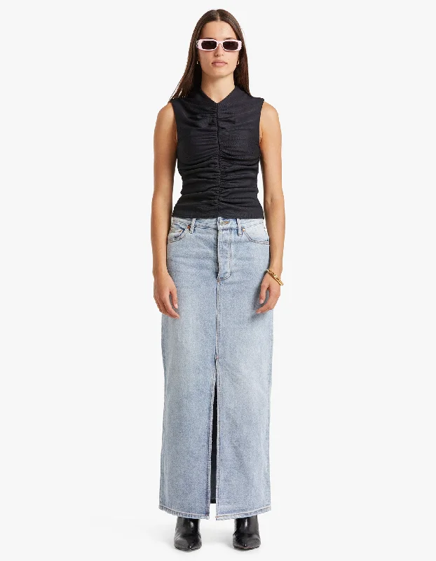 Phoebe Maxi Skirt - Washed Blue L60 cashmere skirt fine