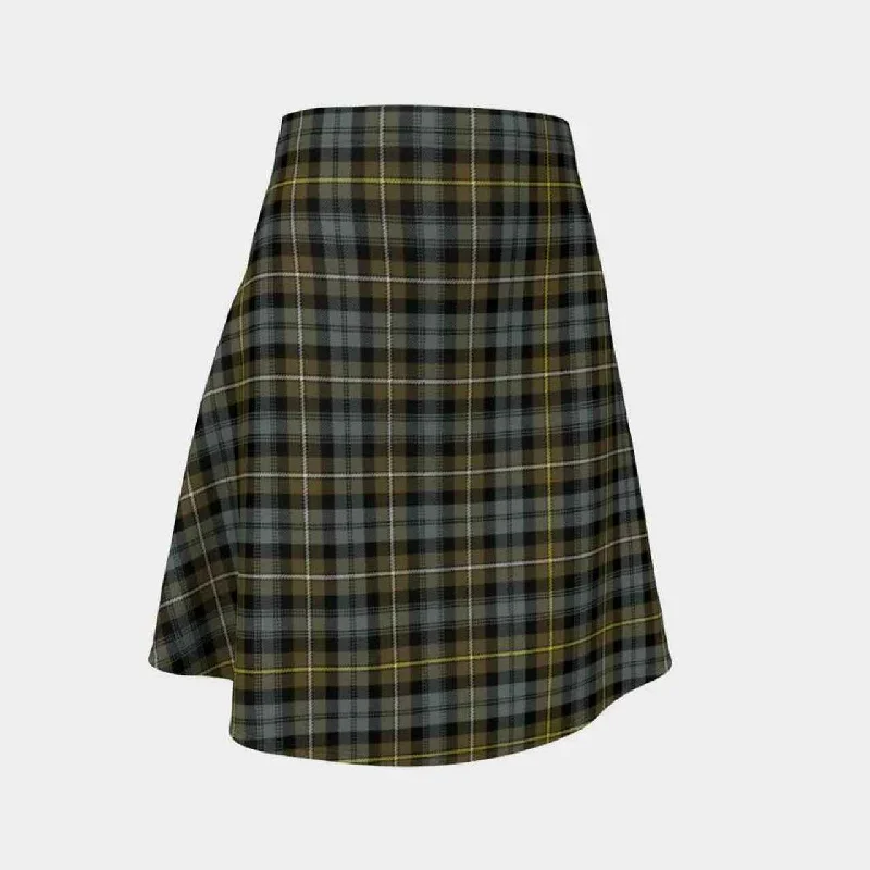 Campbell Argyll Weathered Tartan Flared Skirt high slit skirt