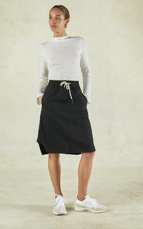 Cecil Black Denim Skirt tiered skirt playful