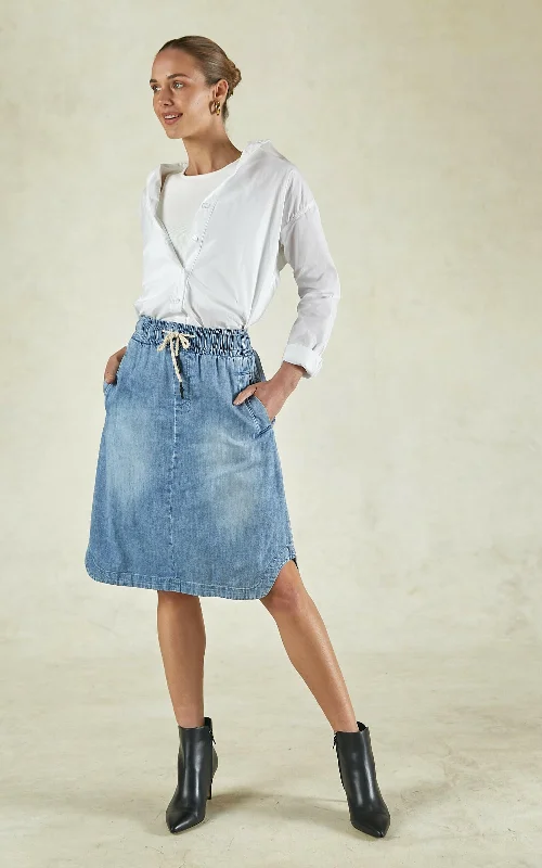 Cecil Sunbleached Denim Skirt a-line skirt cut