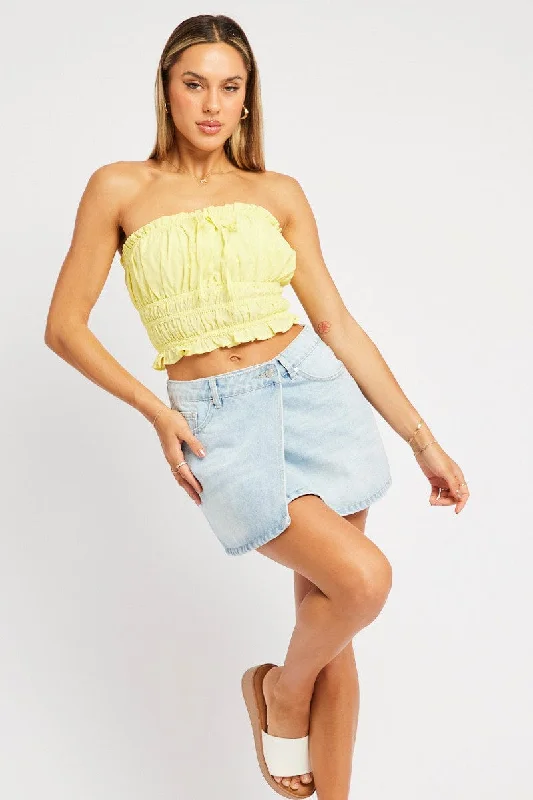 Denim Asymmetric Skirt Mid Rise Wrap Mini pleated skirt texture